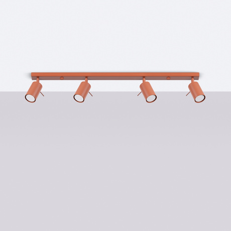 Plafon RING 4L ochra czerwona + 4x Żarówka LED GU-10 3000K Ciepła 7W 510lm