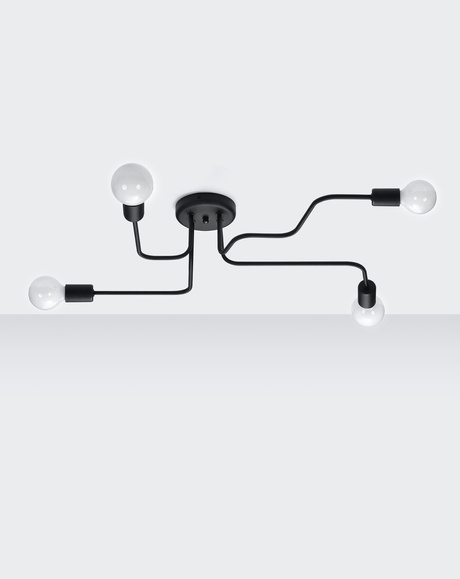 Żyrandol VECTOR 4 czarny + 4x Żarówka LED E27 3000K Ciepła 7,5W 620lm