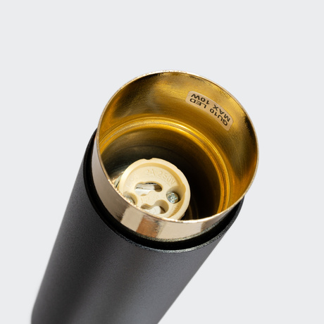 Plafon NERO 12,5 czarny/złoty + 1x Żarówka LED GU-10 3000K Ciepła 7W 510lm