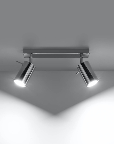 Plafon RING 2 chrom + 2 x Żarówka LED GU-10 4000K Zimna 7W 630lm