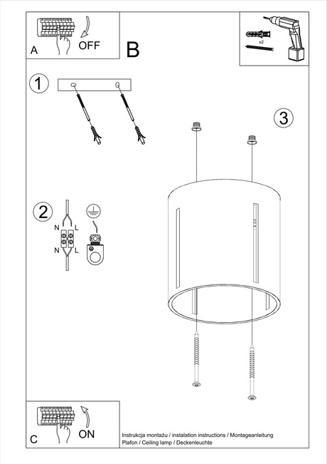 Plafon INEZ szary + 1x Żarówka LED G9 4000K Zimna 4,5W 530lm