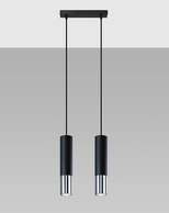 Lampa Wisząca LOOPEZ 2 czarny/chrom + 2x Żarówka LED GU-10 4000K Zimna 7W 630lm