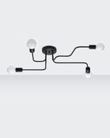 Żyrandol VECTOR 4 czarny + 4x Żarówka LED E27 4000K Zimna 7,5W 650lm