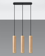 Lampa Wisząca LINO 3 naturalne drewno + 3x Żarówka LED GU-10 4000K Zimna 7W 630lm