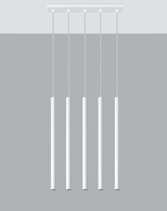 Lampa wisząca PASTELO 5 biały + 5x Żarówka LED G9 3000K Ciepła 4,5W 510lm