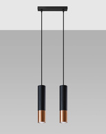 Lampa Wisząca LOOPEZ 2 czarny/miedź + 2x Żarówka LED GU-10 4000K Zimna 7W 630lm
