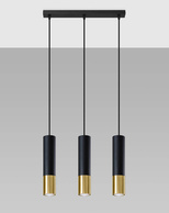 Lampa Wisząca LOOPEZ 3L czarny/złoto + 3x Żarówka LED GU-10 4000K Zimna 7W 630lm