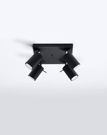 Plafon RING 4 czarny + 4x Żarówka LED GU-10 4000K Zimna 7W 630lm