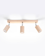 Plafon BERG 3 naturalne drewno + 3x Żarówka LED GU-10 3000K Ciepła 7W 620lm