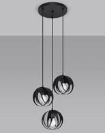 Lampa wisząca TULOS 3P czarna + 3x Żarówka LED E27 3000K Ciepła 7,5W 620lm