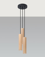 Lampa Wisząca LINO 3P naturalne drewno + 3x Żarówka LED GU-10 3000K Ciepła 7W 620lm