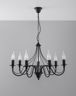 Żyrandol MINERWA 7 czarny + 7x Żarówka LED E14 3000K Ciepła 7,5W 620lm