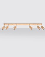 Plafon BERG 6 naturalne drewno + 6x Żarówka LED GU-10 3000K Ciepła 7W 620lm