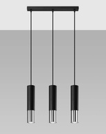 Lampa Wisząca LOOPEZ 3L czarny/chrom + 3x Żarówka LED GU-10 4000K Zimna 7W 630lm