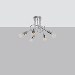 Żyrandol SUPEŁ 5 chrom + 5X Żarówka LED E27 4000K Zimna 7,5W 690lm