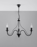 Żyrandol MINERWA 3 czarny + 3x Żarówka LED E14 3000K Ciepła 7,5W 620lm