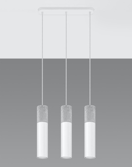 Lampa wisząca BORGIO 3 biała + 3x Żarówka LED GU-10 3000K Ciepła 7W 620lm