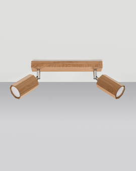 Plafon ZEKE 2 dąb + 2x Żarówka LED GU-10 4000K Zimna 7W 630lm