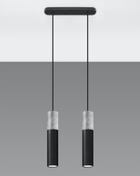 Lampa wisząca BORGIO 2 czarna + 2x Żarówka LED GU-10 4000K Zimna 7W 630lm