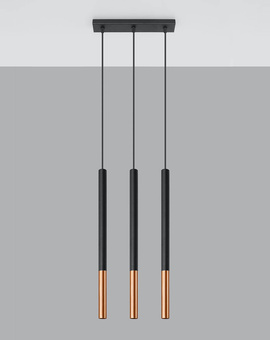 Lampa wisząca MOZAICA 3L czarny/miedź + 3x Żarówka LED G9 4000K Zimna 3W 204lm