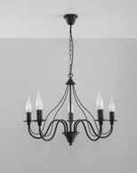 Żyrandol MINERWA 5 czarny + 5x Żarówka LED E14 3000K Ciepła 7,5W 620lm