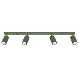 Plafon KARBON 4L zielony oliwkowy + 4x Żarówka LED GU-10 3000K Ciepła 7W 510lm