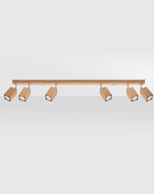 Plafon KEKE 6 dąb + 6x Żarówka LED GU-10 3000K Ciepła 7W 620lm