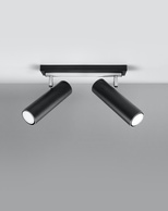 Plafon DIREZIONE 2 czarny + 2x Żarówka LED GU-10 4000K Zimna 7W 630lm