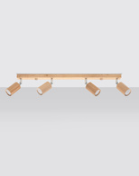 Plafon BERG 4 naturalne drewno + 4x Żarówka LED GU-10 4000K Zimna 7W 630lm