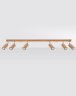 Plafon ZEKE 6 dąb + 6x Żarówka LED GU-10 3000K Ciepła 7W 620lm