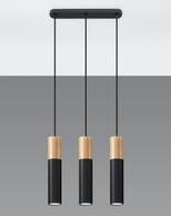 Lampa Wisząca PABLO 3 czarna + 3x Żarówka LED GU-10 3000K Ciepła 7W 620lm