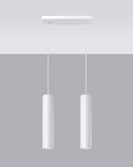 Lampa Wisząca LAGOS 2 biały + 2x Żarówka LED GU-10 4000K Zimna 7W 630lm