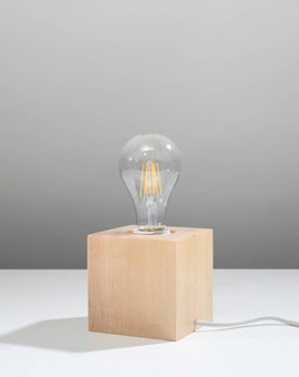 Lampa biurkowa ARIZ naturalne drewno + 1x Żarówka LED E27 4000K Zimna 7,5W 650lm