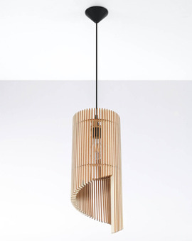 Lampa wisząca ALEXIA naturalne drewno +1x Żarówka LED E27 4000K Zimna 7,5W 650lm