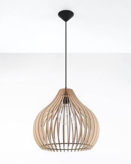 Lampa wisząca APRILLA naturalne drewno + 1x Żarówka LED E27 3000K Ciepła 7,5W 620lm