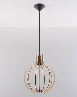 Lampa wisząca ARANCIA naturalne drewno + 1x Żarówka LED E27 3000K Ciepła 7,5W 620lm
