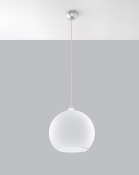 Lampa wisząca BALL biały + 1x Żarówka LED E27 4000K Zimna 7,5W 650lm
