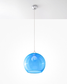 Lampa wisząca BALL błękitna + 1x Żarówka LED E27 3000K Ciepła 7,5W 620lm