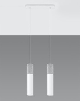 Lampa wisząca BORGIO 2 biała + 2x Żarówka LED GU-10 3000K Ciepła 7W 620lm