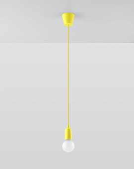 Lampa wisząca DIEGO 1 żółta + 1x Żarówka LED E27 4000K Zimna 7,5W 650lm