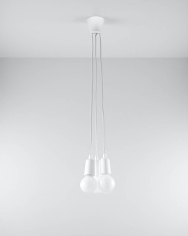 Lampa wisząca DIEGO 3 biała + 3x Żarówka LED E27 4000K Zimna 7,5W 650lm