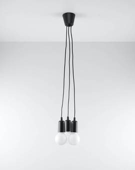 Lampa wisząca DIEGO 3 czarna + 3x Żarówka LED E27 3000K Ciepła 7,5W 620lm