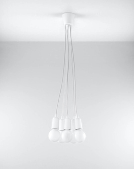 Lampa wisząca DIEGO 5 biała + 5 x Żarówka LED E27 4000K Zimna 7,5W 650lm
