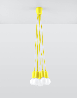 Lampa wisząca DIEGO 5 żółta + 5x Żarówka LED E27 3000K Ciepła 7,5W 620lm