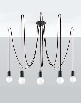 Lampa wisząca EDISON 5 czarny + 1x Żarówka LED E27 3000K Ciepła 7,5W 620lm