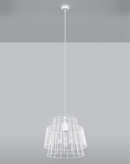 Lampa wisząca GATE biały + 1x Żarówka LED E27 4000K Zimna 7,5W 650lm