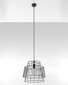 Lampa wisząca GATE czarna + 1x Żarówka LED E27 3000K Ciepła 7,5W 620lm