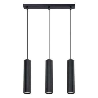 Lampa wisząca KARBON 3L czarny + 3x Żarówka LED GU-10 3000K Ciepła 7W 510lm