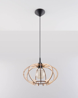 Lampa wisząca MANDELINO naturalne drewno + 1x Żarówka LED E27 3000K Ciepła 7,5W 620lm