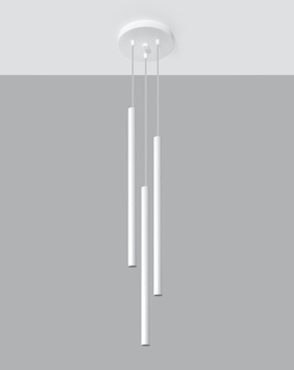 Lampa wisząca PASTELO 3P biała + 3x Żarówka LED G9 4000K Zimna 4,5W 530lm